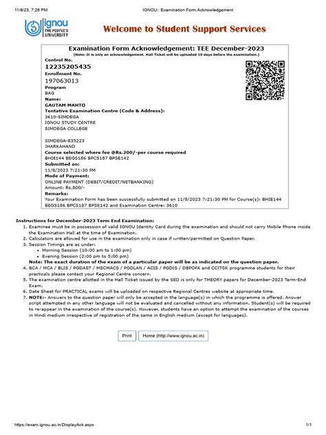 Image result for How to Fill IGNOU Transcript Form