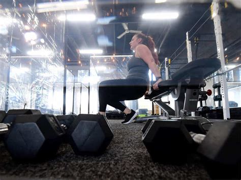 A word of caution - Exercise in a workout pod at a gym in California ...