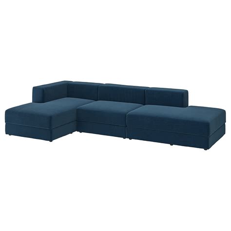 JÄTTEBO 3,5-seat mod sofa w chaise longues, Samsala dark blue - IKEA