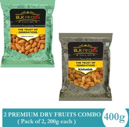BLK FOODS Dry fruits combo 400g pack of Almonds Raisins | kismis badam ...