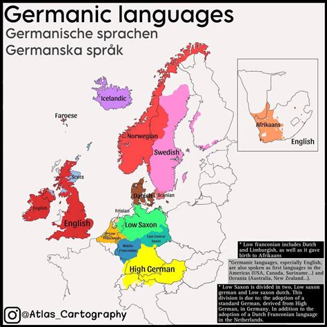 Germanic Languages in Europe. by atlas_cartography - Maps on the Web