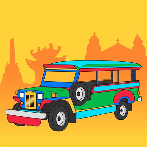 Jeepney public transportation in the Philippines 12263200 Vector Art at ...
