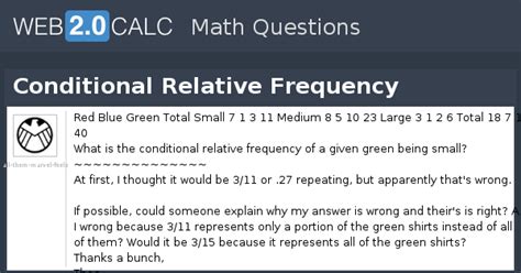 View question - Conditional Relative Frequency
