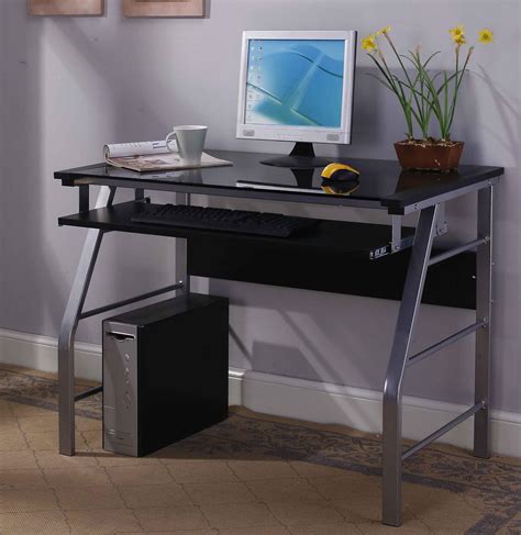 King's Brand 2950 Glass and Metal Home Office Computer Workstation Desk ...