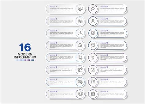 Infographic 16 process for presentation | Premium Vector