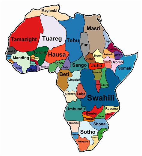 Official language in African countries (based on actual native languages and/or lingua francas ...