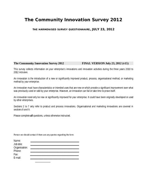 CIS2012HARMONISED SURVEY QUESTIONNAIRE - ec europa Doc Template | pdfFiller
