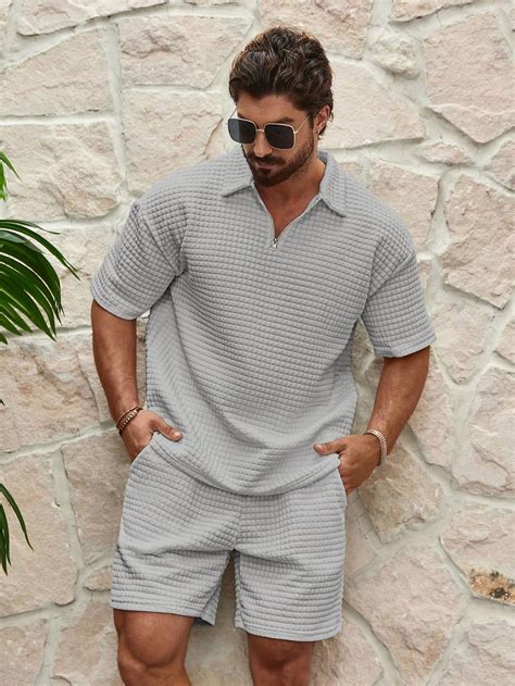 Manfinity KASUA Conjunto de hombre de top de manga corta con textura y ...