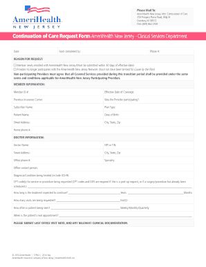 Fillable Online Coordination of Care Form - AmeriHealth New Jersey Fax ...
