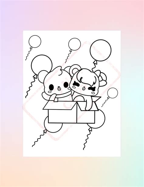 Buy Cute Coloring Page Kawaiii, Bears ( 1 Pdf Coloring Page) Online in ...