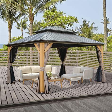 Amazon.com : domi outdoor living 12x14 ft Wood Gazebo, Cedar Frame ...