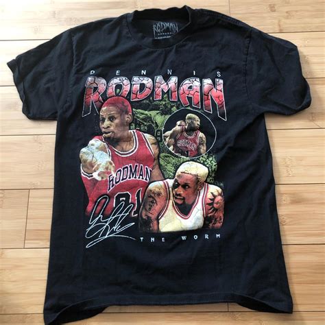 medium black Dennis Rodman graphic tee, worn once... - Depop