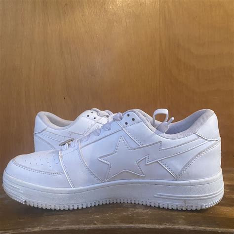Triple white bapestas. Great condition, just a tiny... | Depop