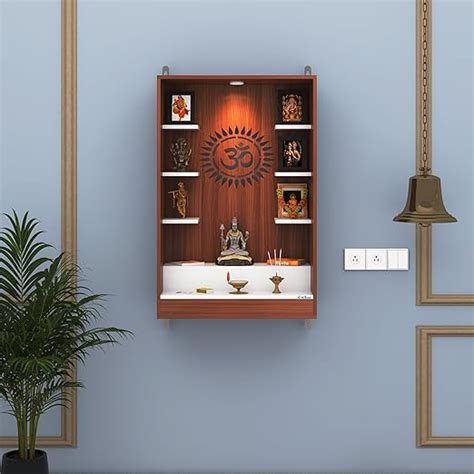 Anikaa Niketana Wooden Wall Mount Mandir for Home | Pooja Temple with ...