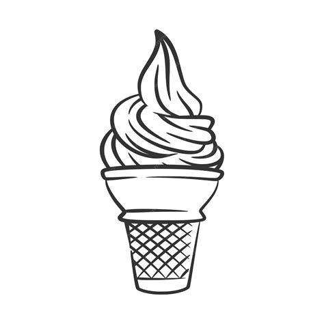 Premium Vector | Ice cream cone line art sketch illustration