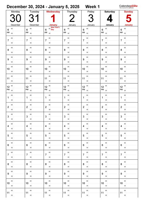Weekly calendar 2025 (UK) - free PDF templates