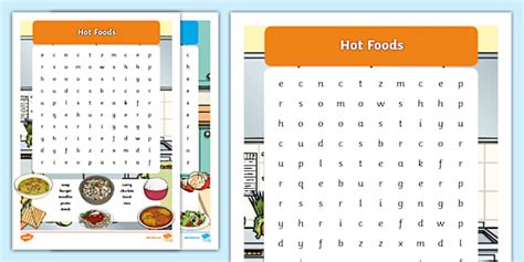 Hot and Cold Foods Word Searches