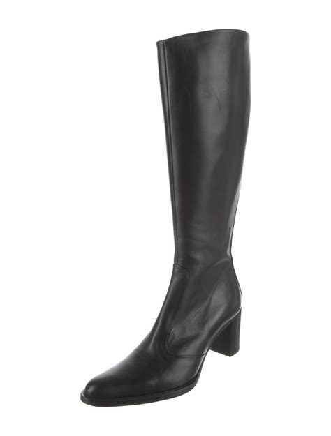 Manolo Blahnik Leather Riding Boots - Black Boots, Shoes - MOO215163 ...