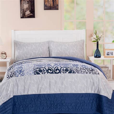 Buy MASPAR Folklore Transition Blue Printed Cotton Double Quilt ...