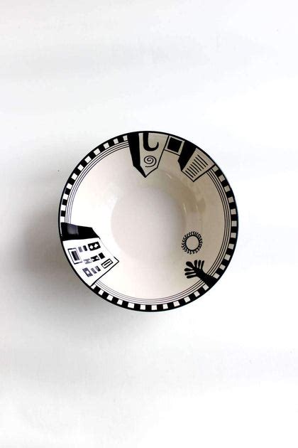 Buy Mombaye City Hand Painted Black And White Ceramic Round Bowl Online ...