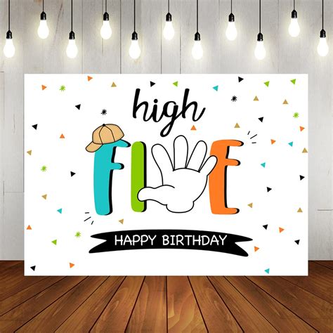 Buy Lofaris Happy 5th Birthday Backdrop Boys Five Years Old Birthday ...