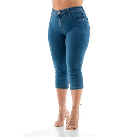 Capri Jeans Feminina Slim Com Detalhe Em Pence - Arauto Jeans