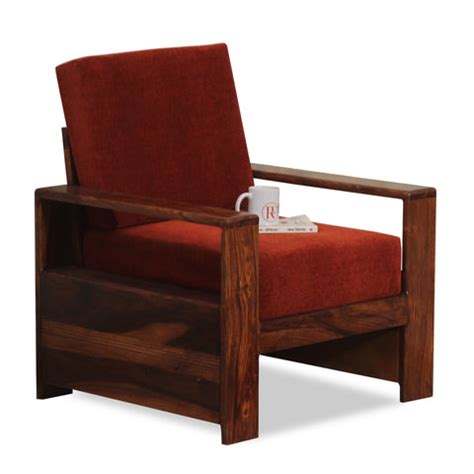 Ravishing Solid Wood Single Seat Sofa Set In Honey Oak Finished ...