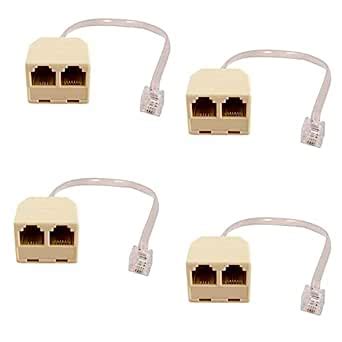 HPWFHPLF Two Way Telephone Splitters, 4 Pack RJ11 6P4C Male to Female ...