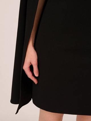 Adrianna Papell Off Shoulder Cape Mini Dress, Black, 14