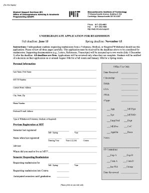 2013-2026 Form Massachusetts Institute of Technology Undergraduate ...