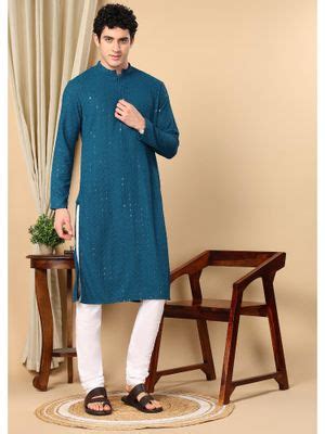 Buy TATTVA Ultra Marine Toned Embroidered Thread Work Kurta (36) Online
