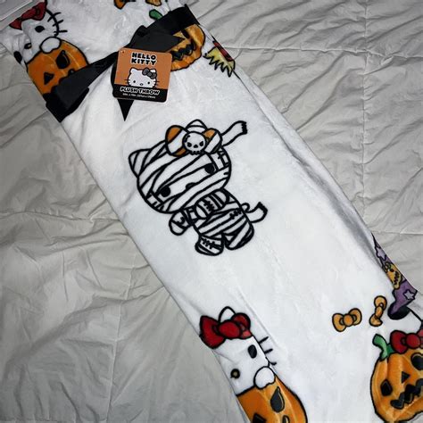 NEW RARE Halloween Hello Kitty Plush Throw 50in x... - Depop