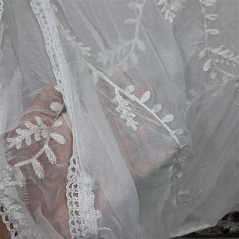 Chiffon Chikankari Dupatta With Qureshia Lace - White Color – Chikankaar