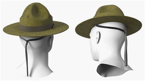 3D model Drill Sergeant Campaign Hat Green on Mannequin Fur | 3D Molier ...