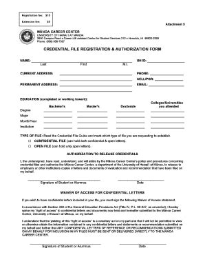 Fillable Online manoa hawaii Credential File Registration and ...