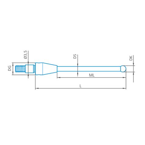Stylus straight M3 XXT, DK3 L50 - M3 XXT, Clamping styli straight, ruby ...