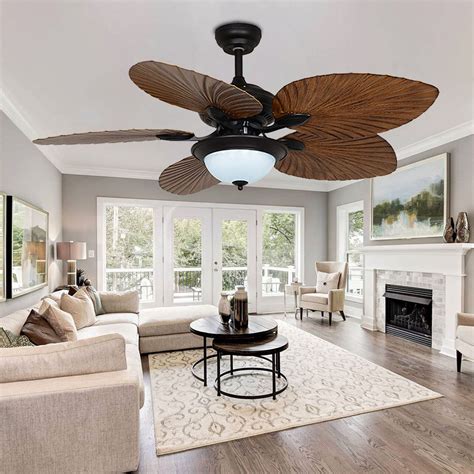 Whmetal cover Tropical Ceiling Fans with Lights,Farmhouse Chandelier ...