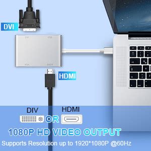 MICROWARE 4 in 1 USB 3.1 Type C to HDMI+VGA+DVI+USB 3.0 Female Adapter ...
