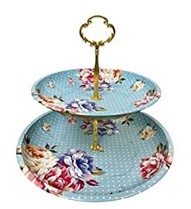 Buy Charmed Vintage Floral pattern 2 tier cake and pastry stand server ...