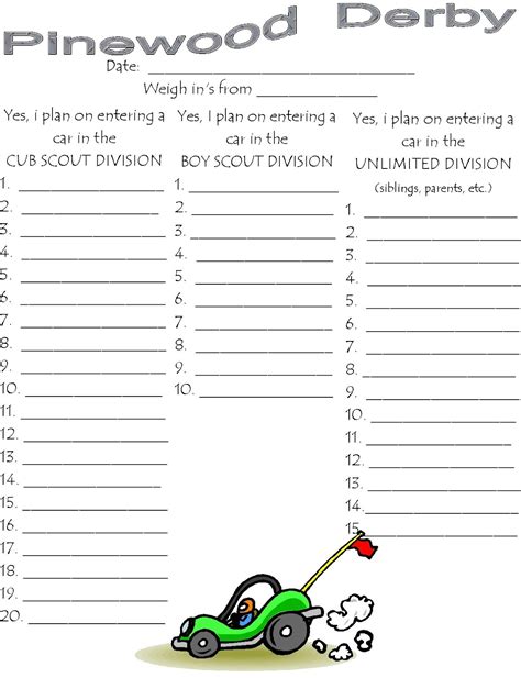 Pinewood Derby Scoring at Christoper Bray blog