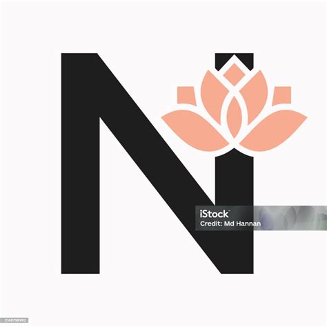 Letter N Flower Concept For Botanic Symbol Beauty Sign Stock Illustration - Download Image Now ...