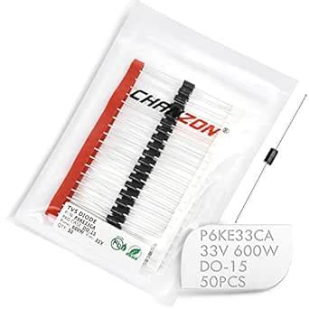 (Pack of 50 Pieces) Chanzon TVS Diodes P6KE33CA 600W 33V DO-15 (DO ...