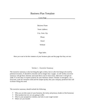 Simple Template for Business Plan 的图像结果