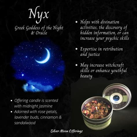 Nyx Greek Pantheon Offering Candle - Etsy | Nyx, Goddess magick, Greek ...