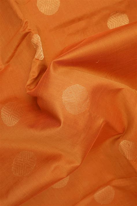 Rudraksh Zari Buttas Ochre Orange Poly Cotton Saree – Sundari Silks
