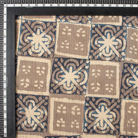 Buy Dabu Brown Floral Hand Block Cotton Kantha Fabric – DMAASA