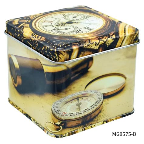 Metal Tin Box Printed Square (size:8.5x8.5x7.5cm) Pack of 1 – Inkarto