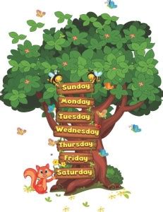 WallsBerry 1 week Names/ tree wall sticker for kids Nursary(91 cm X 70 ...