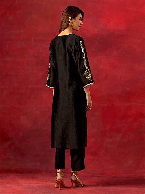 Black round hem kurta set – Anantaalife