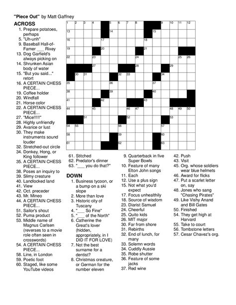 Merl Reagle's Sunday Crossword Free Printable | Rossy Printable
